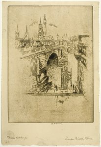 ロンドン橋の階段 作： Joseph Pennell