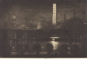 ロンドンの夜、ウイスキーと紅茶 作： Joseph Pennell