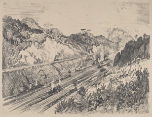 Bas Obispo からカットを見上げる、1912 年。 作： Joseph Pennell