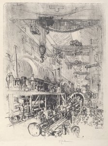 タービン エンジンの製作、1917 年。 作： Joseph Pennell