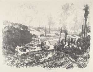 軍需工場、1916 年。 作： Joseph Pennell