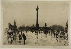 ネルソン記念碑、トラファルガー広場、ロンドン 作： Joseph Pennell