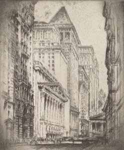 ニューヨーク証券取引所、1923 年。 作： Joseph Pennell