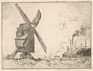 旧工場と新工場、バレンシエンヌ 作： Joseph Pennell