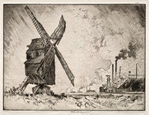 オールド アンド ニュー ミルズ、バランシエンヌ、フランス 作： Joseph Pennell