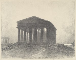 パエストゥム、夕方、1913 年。 作： Joseph Pennell