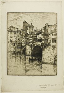 ヴェッキオ橋、フィレンツェ 作： Joseph Pennell