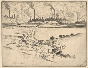ポットランド、ロングポート、1909 年 9 月、（ストークス？） 作： Joseph Pennell