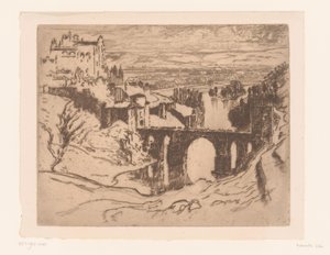 トレドのアルカンタラ橋 聖マルティン橋、トレド 作： Joseph Pennell