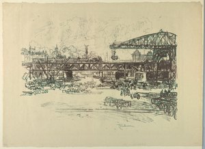鉄道駅、ベルリン 作： Joseph Pennell
