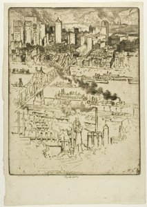 鉄道駅、ピッツバーグ 作： Joseph Pennell