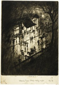 雨の夜、チャリングクロスショップス 作： Joseph Pennell