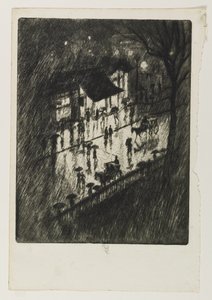 レイニーナイト、チャーリングクロスショップ、1903 作： Joseph Pennell