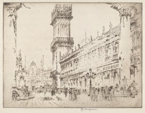 鐘楼の再建、ヴェネツィア、No.II 作： Joseph Pennell