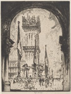 鐘楼の再建、ヴェネツィア、No.I 作： Joseph Pennell