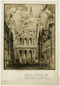 セント・ポール、フリート・ストリート、ロンドン 作： Joseph Pennell
