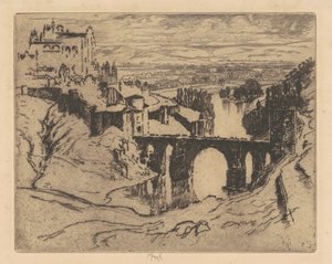 トレドのセント・マーティンズ・ブリッジ、1904年。 作： Joseph Pennell