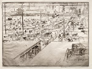ストックヤード、シカゴ 作： Joseph Pennell