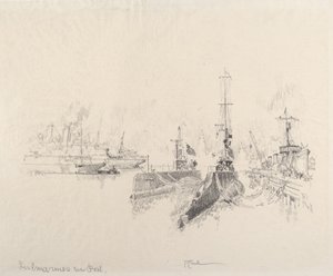 港の潜水艦、1917 年。