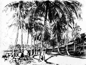 アメリカンクォーター、ジョセフペネル作のパナマ運河のプレートI、1912年（紙に木炭） 作： Joseph Pennell