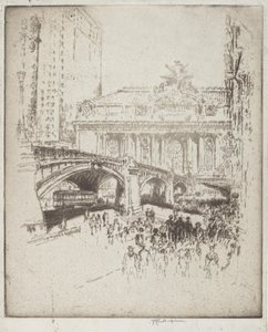 ニューヨークのグランドセントラルへのアプローチ 作： Joseph Pennell