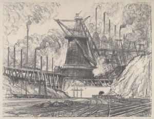 1915年、インディアナ州ゲイリーの「ビッグ・ミル」。 作： Joseph Pennell