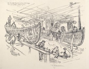 ボートビルダー、1917年。 作： Joseph Pennell