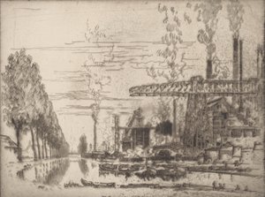 ブリュッセル運河、現代のホブベマ、1910年 作： Joseph Pennell
