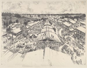 キャンプ、新建築」1917年 作： Joseph Pennell