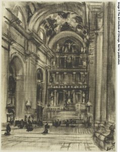 陽気なゴシック様式の回廊、トレド 作： Joseph Pennell