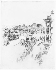 チボリホテルのパナマ市、アンコン、ジョセフペンネル作「パナマ運河」、1912年（紙に炭） 作： Joseph Pennell