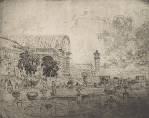 水晶宮、1905 年。 作： Joseph Pennell