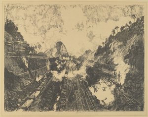 カット。アンコンヒルに向かって 作： Joseph Pennell