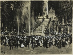 ラ・グランハで遊ぶ噴水 作： Joseph Pennell