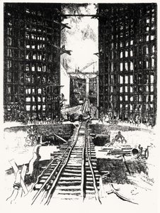 ペドロミゲルの門、ジョセフペネル作のパナマ運河からのプレートXIX、1912年（紙に炭） 作： Joseph Pennell