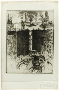 ガード ゲート、ガトゥン ロック、パナマ 作： Joseph Pennell