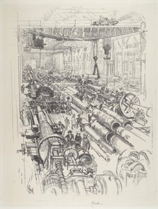 ガンショップ、1916年。 作： Joseph Pennell