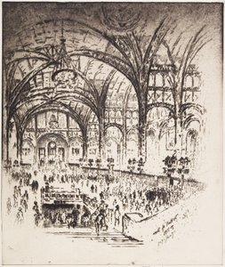 ホールオブアイアン、ペンシルバニア駅、ニューヨーク、1919 作： Joseph Pennell