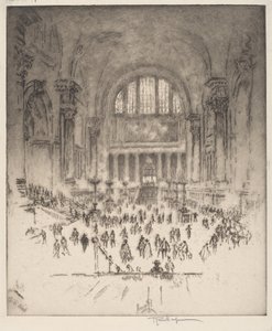 マーブル ホール、ペンシルベニア駅、ニューヨーク 作： Joseph Pennell