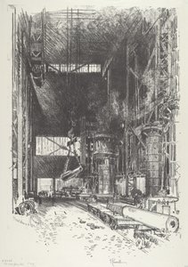 新しいガンピット、1916 年。 作： Joseph Pennell
