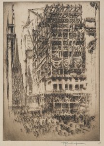 新しい証券取引所、1921 作： Joseph Pennell