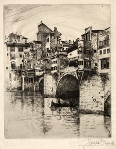 ヴェッキオ橋、1883年。 作： Joseph Pennell