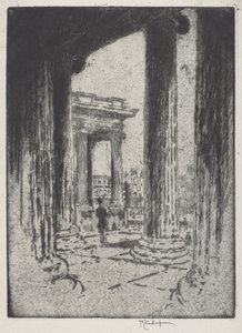 ポルティコ、大英博物館 作： Joseph Pennell
