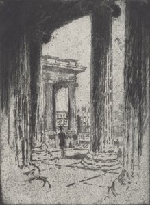ポーティコ」、大英博物館、1905年 作： Joseph Pennell