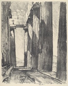パルテノン神殿のポルティコ（1913年）。 作： Joseph Pennell