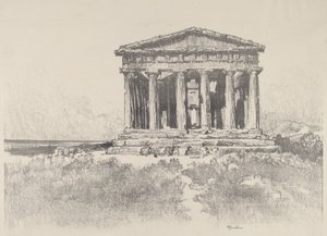 海辺の神殿、コンコードの神殿、ギルゲンティ、1913年。 作： Joseph Pennell