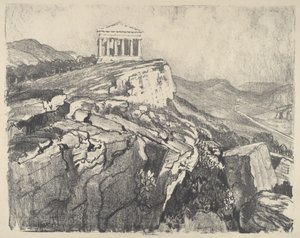 壁の上のコンコルドの神殿、ギルゲンティ、1913年 作： Joseph Pennell
