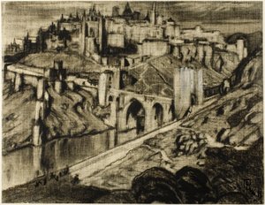 そびえ立つ都市、トレド 作： Joseph Pennell
