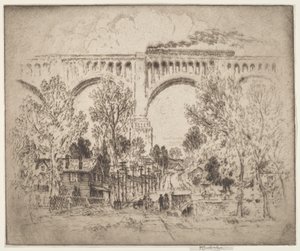 The Viaduct, D., L. & W. at Nicholson, Pa. 作： Joseph Pennell