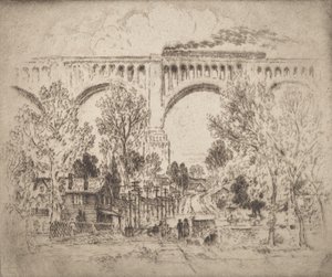 1919年、パ州ニコルソンのバイアダクト、D., L. & W. 作： Joseph Pennell